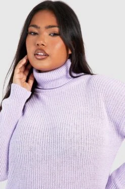 Grande Taille - Robe Pull à Col Roulé 9 Grande Taille - Robe Pull à Col Roulé -BOOHO Kleidung Magasin pzz60884 lilac xl 3