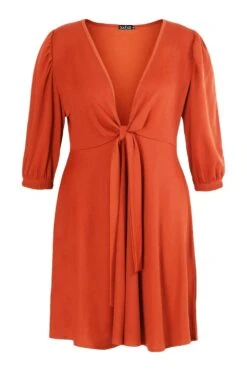 Grande Taille - Robe Patineuse Nouée -BOOHO Kleidung Magasin pzz61056 rust xl 2