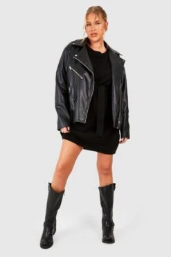 Grande Taille - Robe Pull En Maille Gaufrée -BOOHO Kleidung Magasin pzz61440 black xl 2