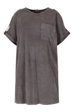 Grande Taille - Robe T-shirt Délavée -BOOHO Kleidung Magasin pzz61486 charcoal xl 2