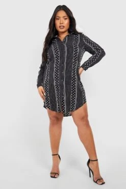 Grande Taille - Robe Chemise Rayée -BOOHO Kleidung Magasin pzz61993 black xl 2