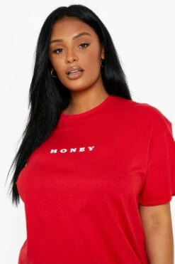 Grande Taille - Robe T-shirt Oversize Honey -BOOHO Kleidung Magasin pzz62687 red xl 3