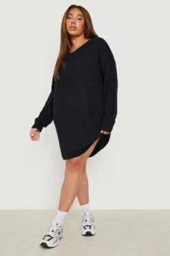 BOOHOO Grande Taille - Robe Pull à Col En V -BOOHO Kleidung Magasin pzz63258 black xl 2