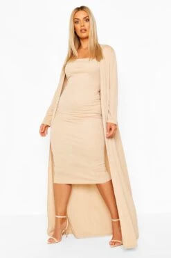 Grande Taille - Ensemble Robe Bustier Et Manteau Ample -BOOHO Kleidung Magasin pzz65415 stone xl 3