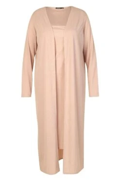 Grande Taille - Robe Kimono Mi Longue -BOOHO Kleidung Magasin pzz65814 sand xl 2