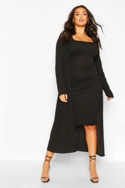 Grande Taille - Robe Kimono Mi Longue -BOOHO Kleidung Magasin pzz65814 sand xl 3