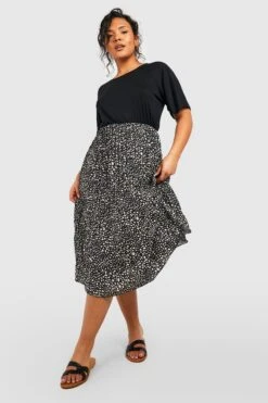 Grande Taille - Robe Patineuse 2 En 1 Effet Plissé