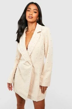 Petite - Robe Blazer à Détails Perlés