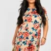 Grande Taille - Robe Droite à Motif Fleuri -BOOHO Kleidung Magasin pzz70273 stone xl