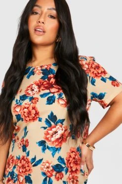 Grande Taille - Robe Droite à Motif Fleuri 9 Grande Taille - Robe Droite à Motif Fleuri -BOOHO Kleidung Magasin pzz70273 stone xl 3