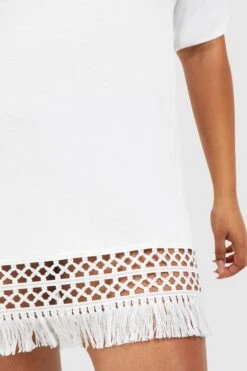 Grande Taille - Robe De Plage à Pompons -BOOHO Kleidung Magasin pzz70434 white xl 3