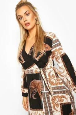 Grande Taille - Robe Longue à Imprimé Chaîne -BOOHO Kleidung Magasin pzz72580 black xl 3