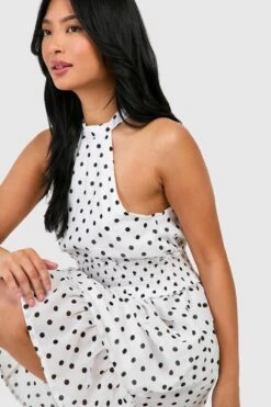 Petite - Robe Longue Froncée à Pois -BOOHO Kleidung Magasin pzz73269 white xl 3