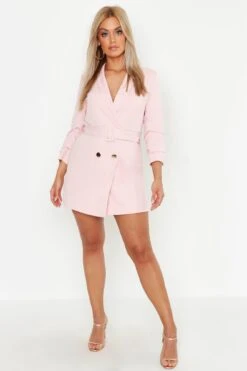 Grande Taille - Robe Blazer à Boutons Dorés Et Double Patte De Boutonnage