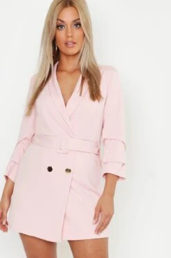 Grande Taille - Robe Blazer à Boutons Dorés Et Double Patte De Boutonnage -BOOHO Kleidung Magasin pzz73295 blush xl 3