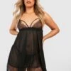 Grande Taille - Robe Nuisette En Mesh à Détails En Dentelle 1 Grande Taille - Robe Nuisette En Mesh à Détails En Dentelle -BOOHO Kleidung Magasin pzz74859 black xl
