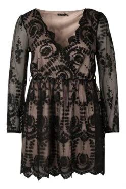 Grande Taille - Robe Patineuse En Dentelle à Décolleté -BOOHO Kleidung Magasin pzz77946 black xl 2
