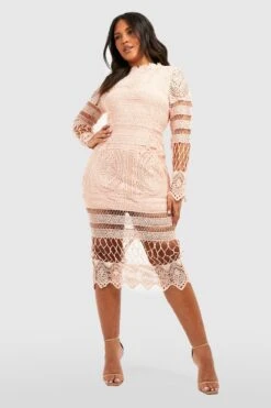 Grande Taille - Robe Mi-longue à Empiècement En Dentelle 9 Grande Taille - Robe Mi-longue à Empiècement En Dentelle -BOOHO Kleidung Magasin pzz78698 blush xl 3