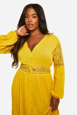 Grande Taille - Robe Longue Style Bohème à Dentelle -BOOHO Kleidung Magasin pzz90559 ochre xl 3