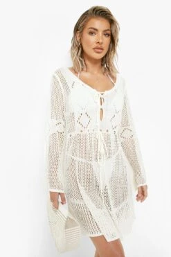 BOOHOO Robe Courte De Plage En Crochet à Découpes