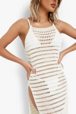 Robe De Plage Longue En Crochet à Fentes -BOOHO Kleidung Magasin szz01201 off20white xl 3