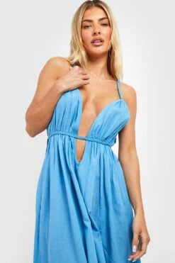 BOOHOO Robe De Plage Effet Lin à Découpes -BOOHO Kleidung Magasin szz01204 light20blue xl 3