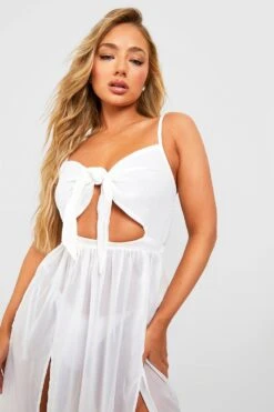 BOOHOO Robe De Plage Longue à Découpes Et Attaches -BOOHO Kleidung Magasin szz87079 white xl 3