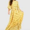 Tall - Robe Mi-longue Fleurie à Manches Bouffantes -BOOHO Kleidung Magasin tzz02238 yellow xl