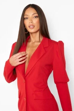 Tall - Robe Blazer à Manches Bouffantes -BOOHO Kleidung Magasin tzz93010 red xl 3