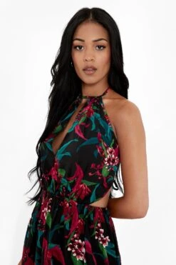 Tall - Robe Longue Dos Nu à Imprimé Tropical -BOOHO Kleidung Magasin tzz97687 hot20pink xl 3